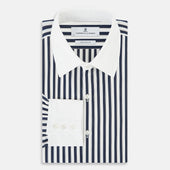 And White Reverse Stripe Westminster Shirt With Contrast Collar Cuffs