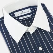 And White Bar Stripe Westminster Shirt With Contrast Collar Cuffs