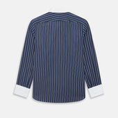 And White Bar Stripe Westminster Shirt With Contrast Collar Cuffs