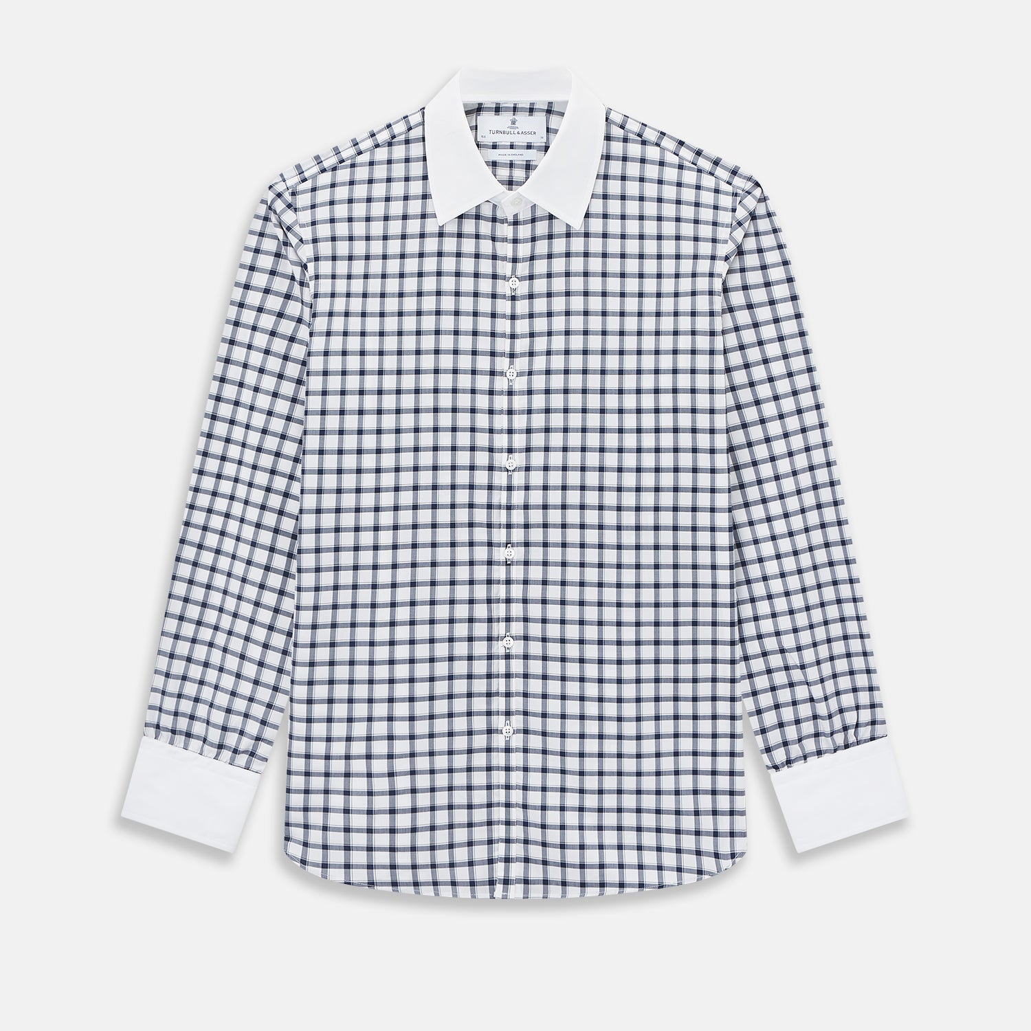 And White Tattersall Check Westminster Shirt With Contrast Collar Cuffs