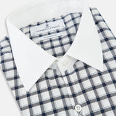 And White Tattersall Check Westminster Shirt With Contrast Collar Cuffs