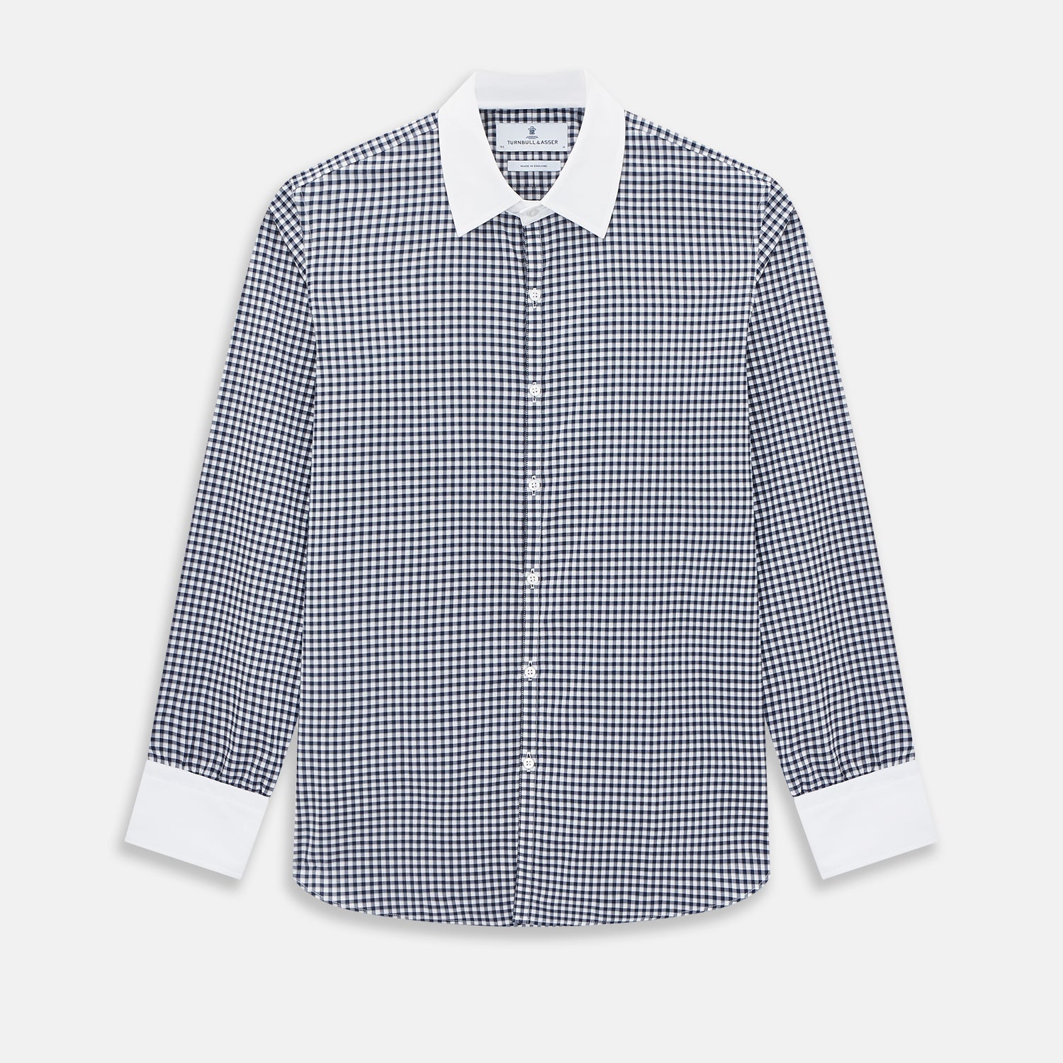 And White Gingham Check Westminster Shirt With Contrast Collar Cuffs