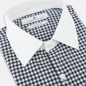 And White Gingham Check Westminster Shirt With Contrast Collar Cuffs
