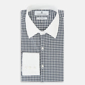 And White Gingham Check Westminster Shirt With Contrast Collar Cuffs