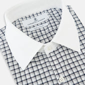 And White Double Track Check Westminster Shirt With Contrast Collar Cuffs