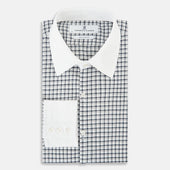 And White Double Track Check Westminster Shirt With Contrast Collar Cuffs