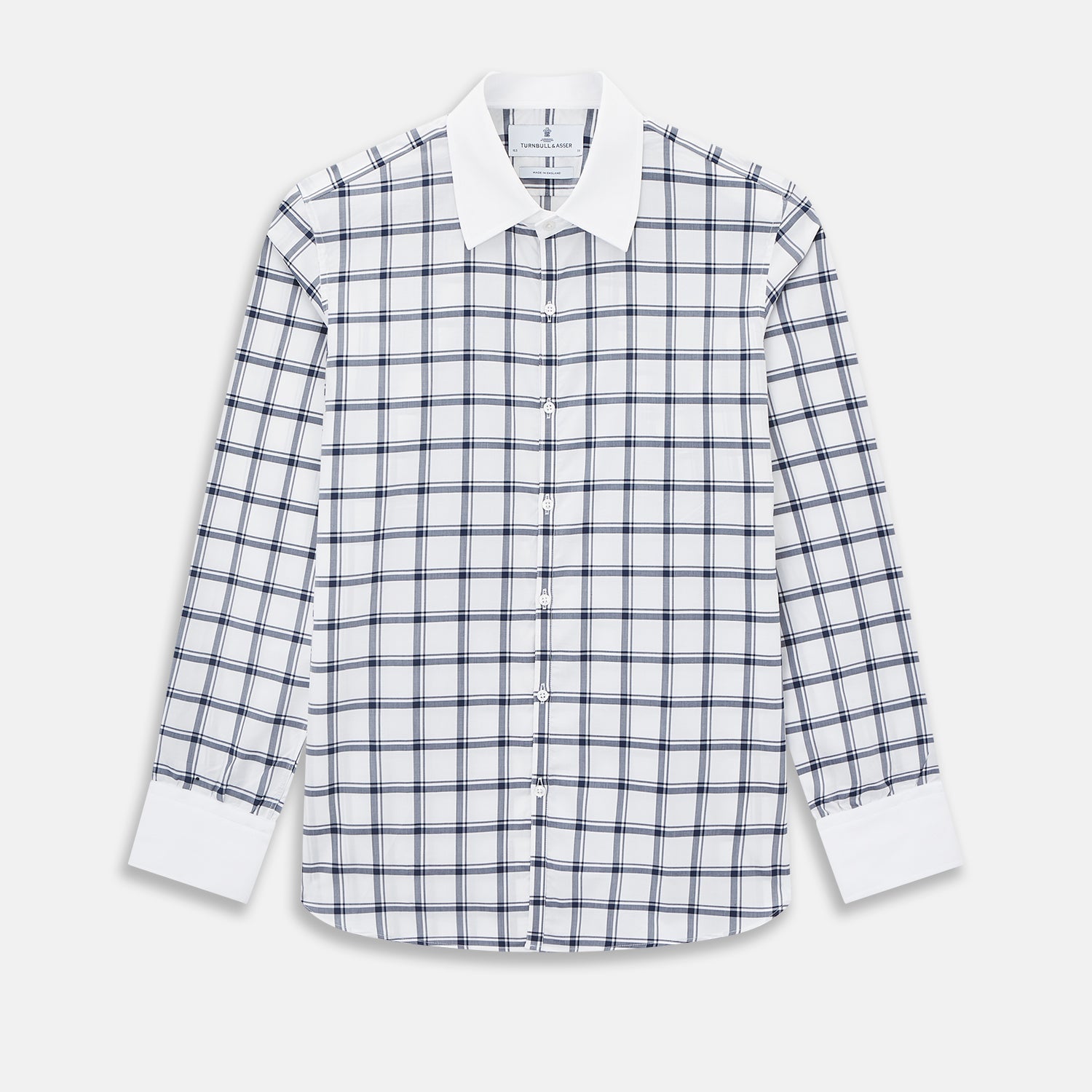 And White Windowpane Check Westminster Shirt With Contrast Collar Cuffs