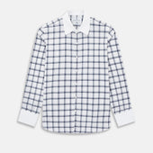 Navy and White Windowpane Check Westminster Shirt with Contrast Collar & Cuffs