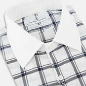 And White Windowpane Check Westminster Shirt With Contrast Collar Cuffs