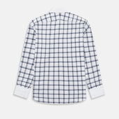 And White Windowpane Check Westminster Shirt With Contrast Collar Cuffs