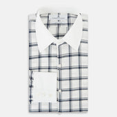 And White Windowpane Check Westminster Shirt With Contrast Collar Cuffs