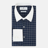 And White Reverse Graph Check Westminster Shirt With Contrast Collar Cuffs