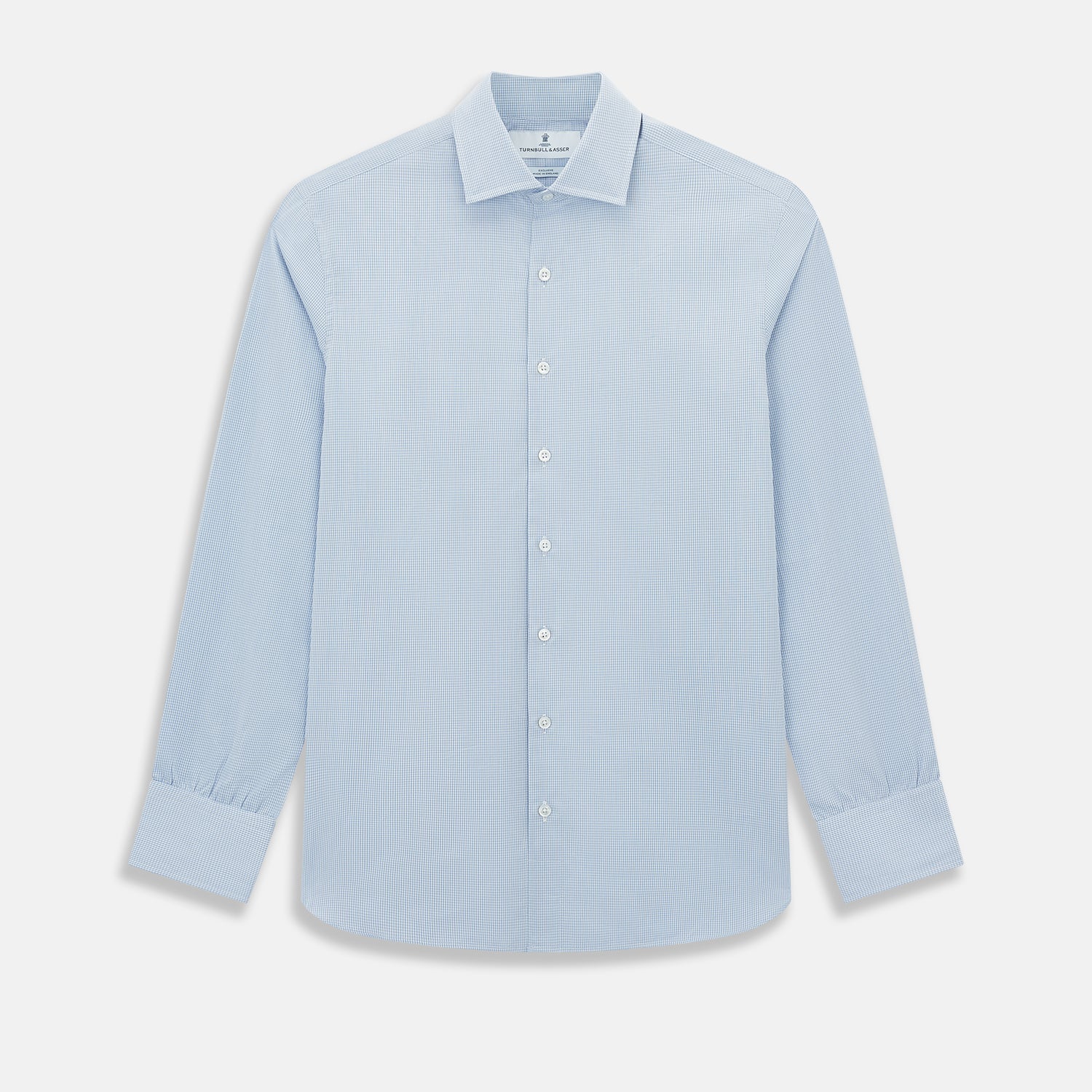 Sky Blue Micro-Tattersall Check Belgravia Shirt