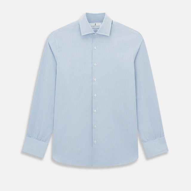 Sky Blue Micro-Tattersall Check Belgravia Shirt
