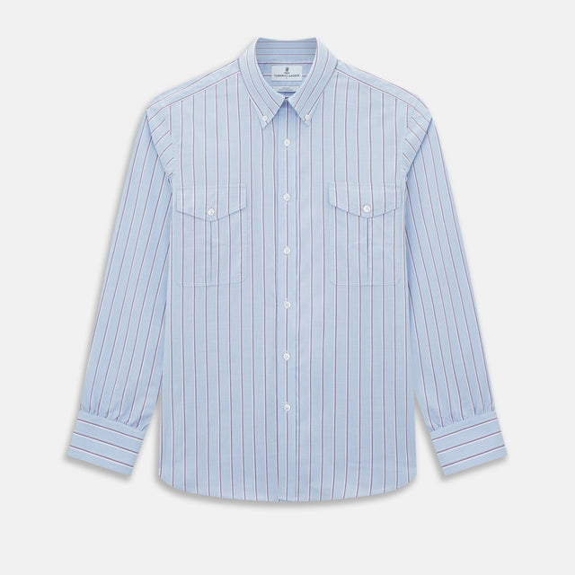 Navy and Purple Multi-Stripe Richmond Shirt