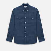 Indigo Tonal Windowpane Richmond Shirt