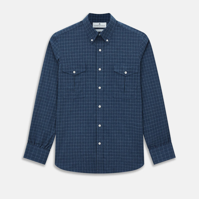 Indigo Tonal Windowpane Richmond Shirt