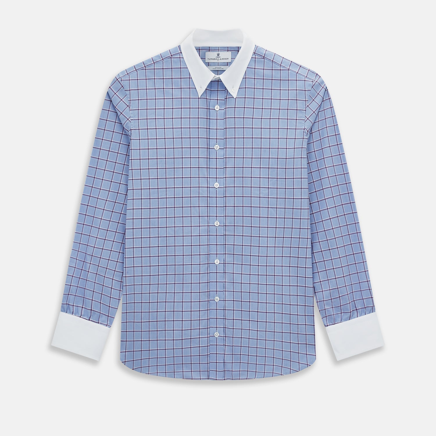 And Purple Windowpane Check Richmond Shirt With Contrast Collar Cuffs