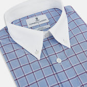 And Purple Windowpane Check Richmond Shirt With Contrast Collar Cuffs