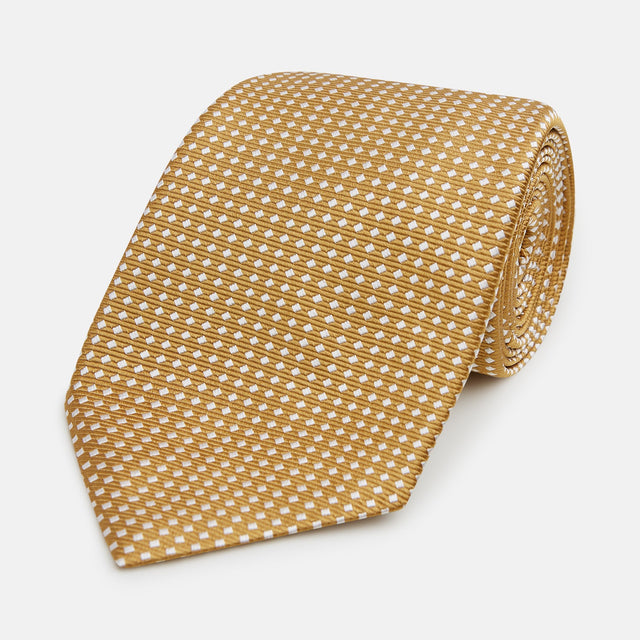 Light Brown and White Diamond Silk Tie