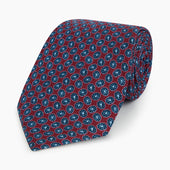 And Red Floral Foulard Printed Silk Tie