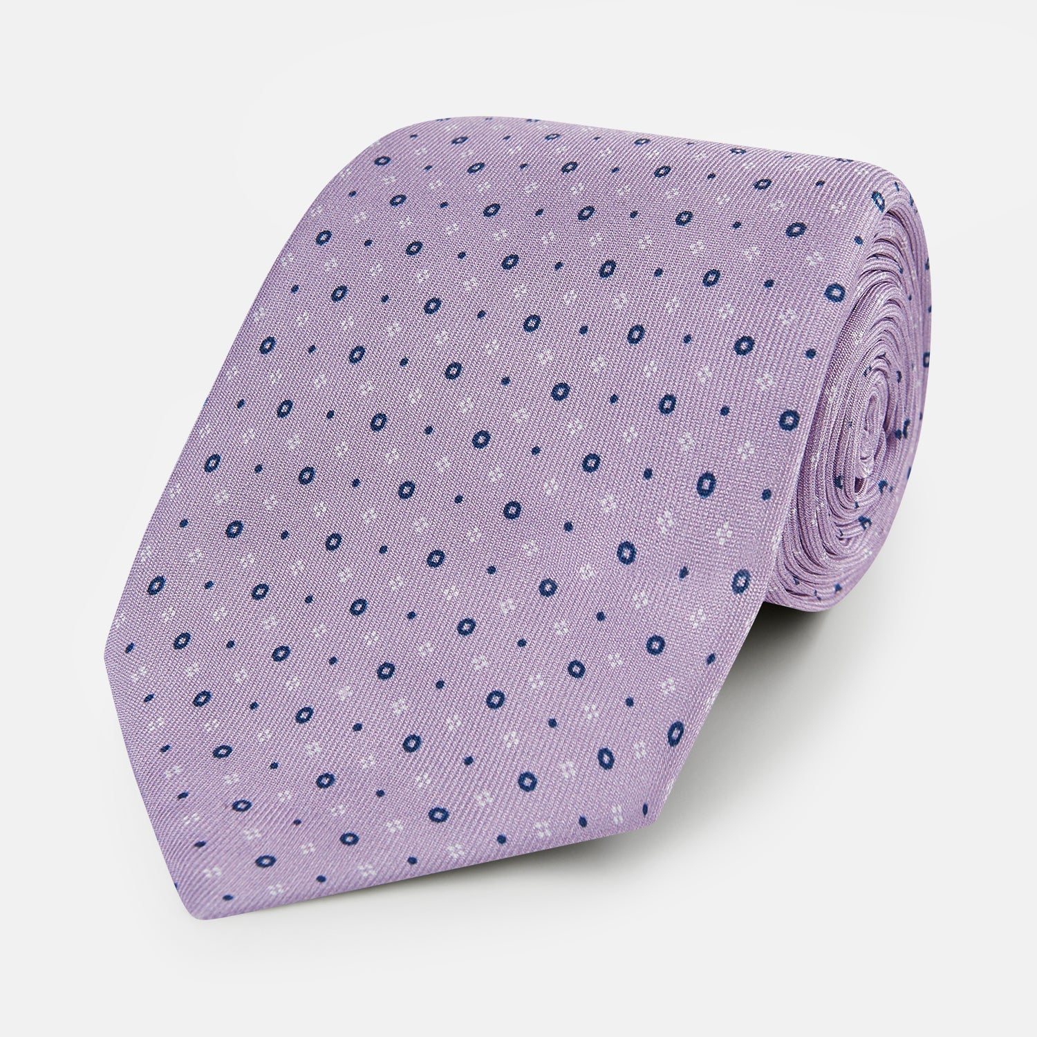 Lilac Geometric Pin Dot Printed Silk Tie