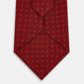 Red Geometric Pin Dot Printed Silk Tie