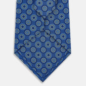 Avio Blue Dotted Roundel Printed Silk Tie
