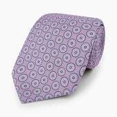 Lilac Dotted Roundel Printed Silk Tie