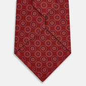 Red Dotted Roundel Printed Silk Tie