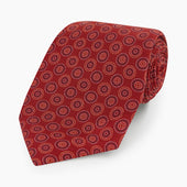 Red Dotted Roundel Printed Silk Tie