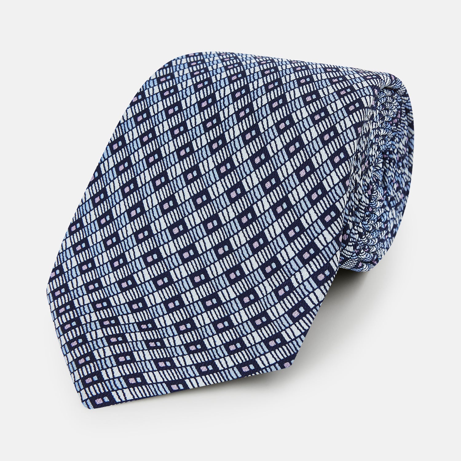 Pale Hatched Rectangle Neats Silk Tie