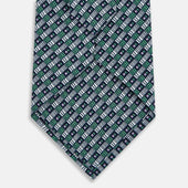 Kelly Green Hatched Mosaic Silk Tie