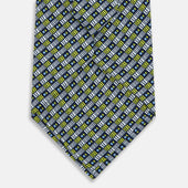 Chartreuse Hatched Mosaic Printed Silk Tie