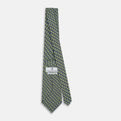 Chartreuse Hatched Mosaic Printed Silk Tie