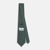Kelly Green Geometric Lattice Damier Printed Silk Tie