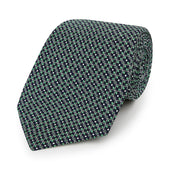 Kelly Green Geometric Lattice Damier Printed Silk Tie