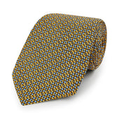 Geometric Lattice Damier Printed Silk Tie