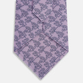 Lilac Floral Jigsaw Printed Silk Tie