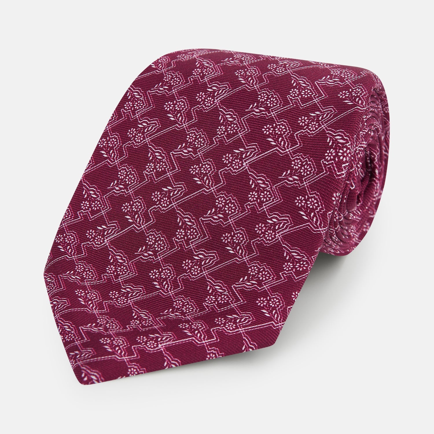 Floral Jigsaw Printed Silk Tie