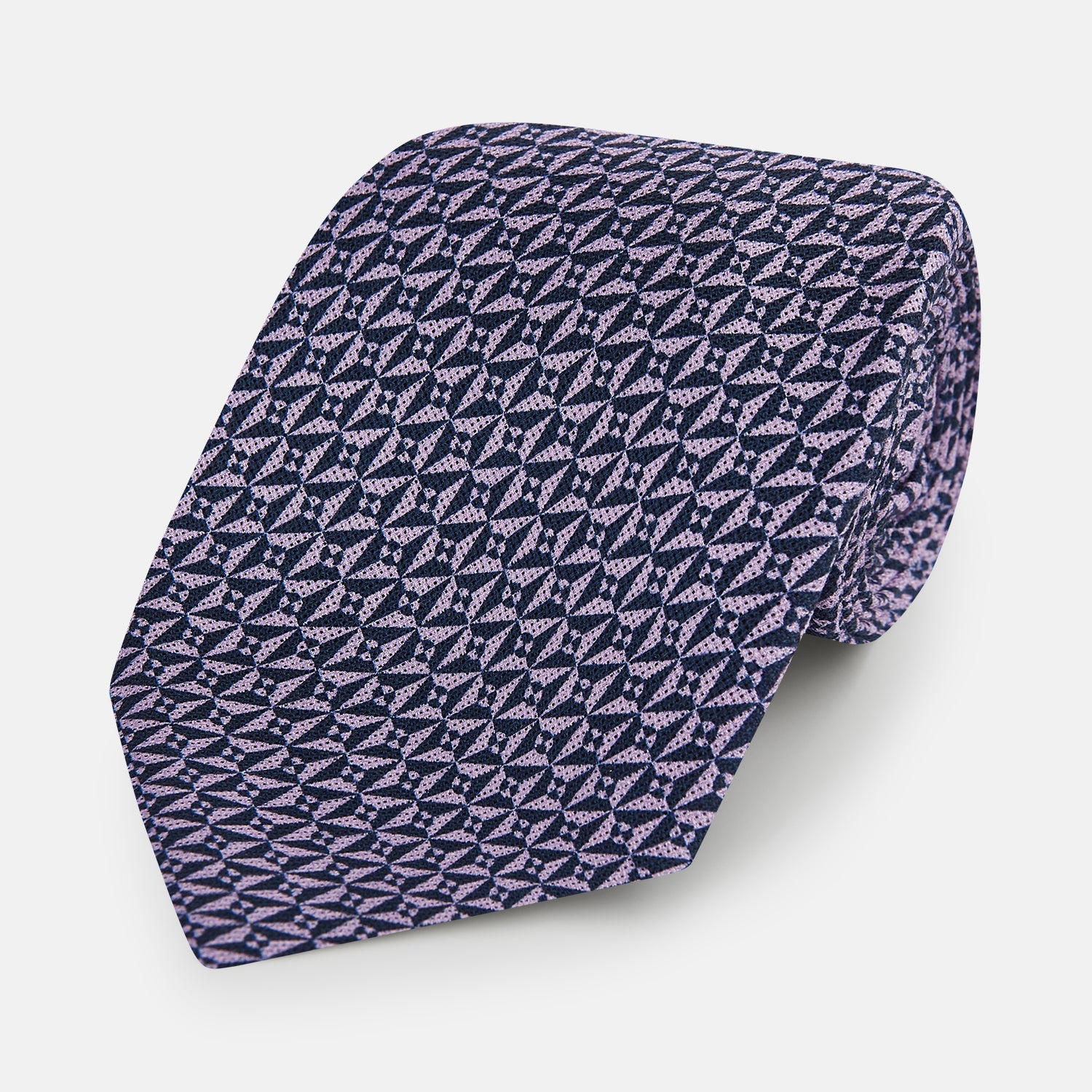 Lilac Geometric Pinwheel Printed Silk Tie