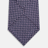 Lilac Geometric Pinwheel Printed Silk Tie