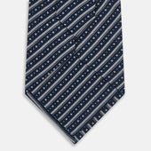 Ash Beaded Ticking Stripe Printed Silk Tie