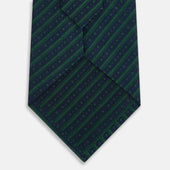 Green Beaded Ticking Stripe Printed Silk Tie