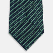 Kelly Green Beaded Ticking Stripe Printed Silk Tie