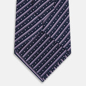 Lilac Beaded Ticking Stripe Printed Silk Tie