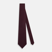 Red Beaded Ticking Stripe Printed Silk Tie