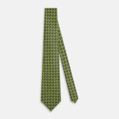Lime Green Hatched Mosaic Printed Silk Tie