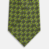 Lime Green Hatched Mosaic Printed Silk Tie