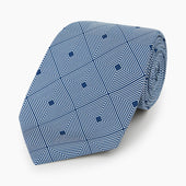 And Navy Concentric Diamond Printed Silk Tie